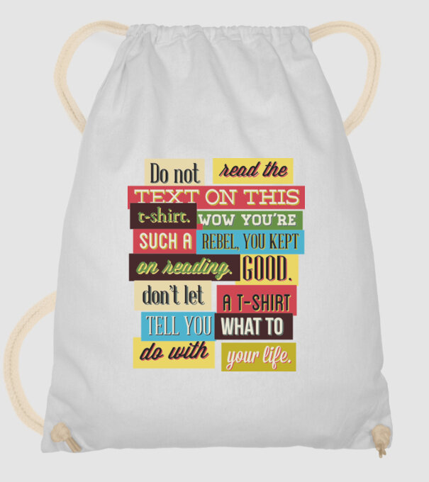 Do not read the text on this t shirt model alb pe tricou