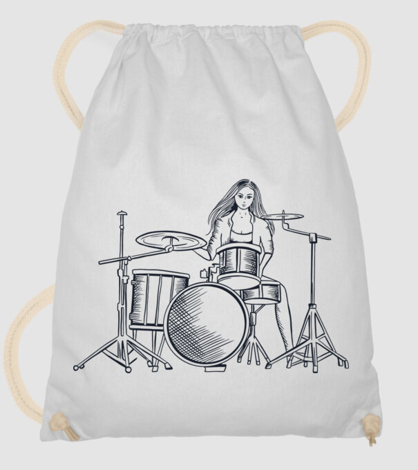 Fată Bateristă model alb pe tricou