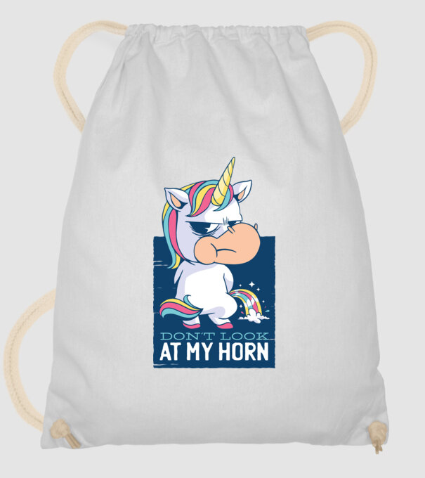 'Don''t look at my horn tricou amuzant unicorn' model alb pe tricou