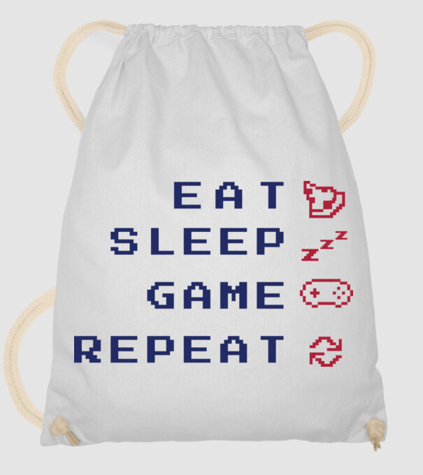 Eat Sleep Game Repeat model alb pe tricou