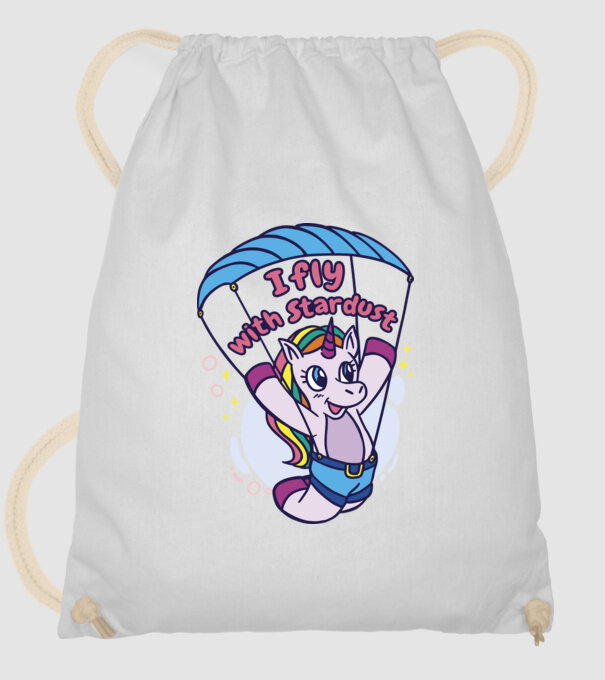Unicorn parașutist model alb pe tricou