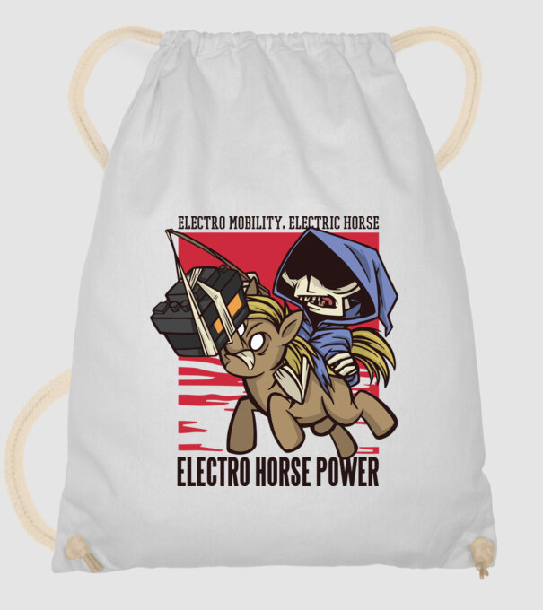 Cai putere electric model alb pe tricou