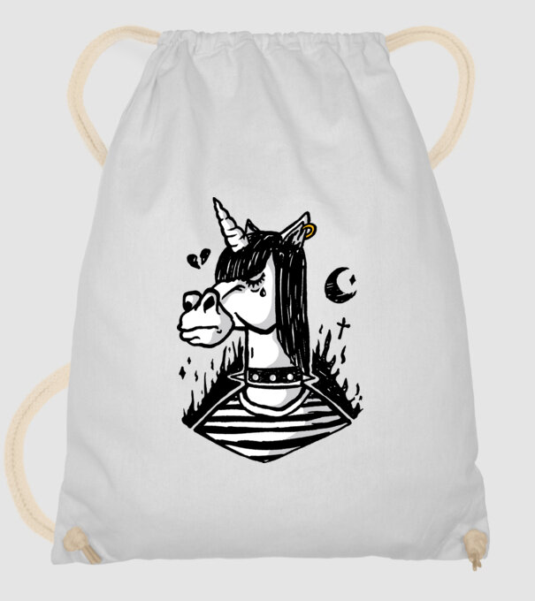 Emo unicorn model alb pe tricou