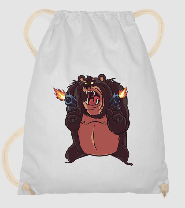 Urs înarmat model alb pe tricou