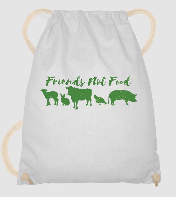 Friends Not Food Vegan model alb pe tricou