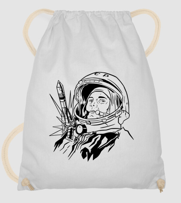 Astronautul Gagarin model alb pe tricou