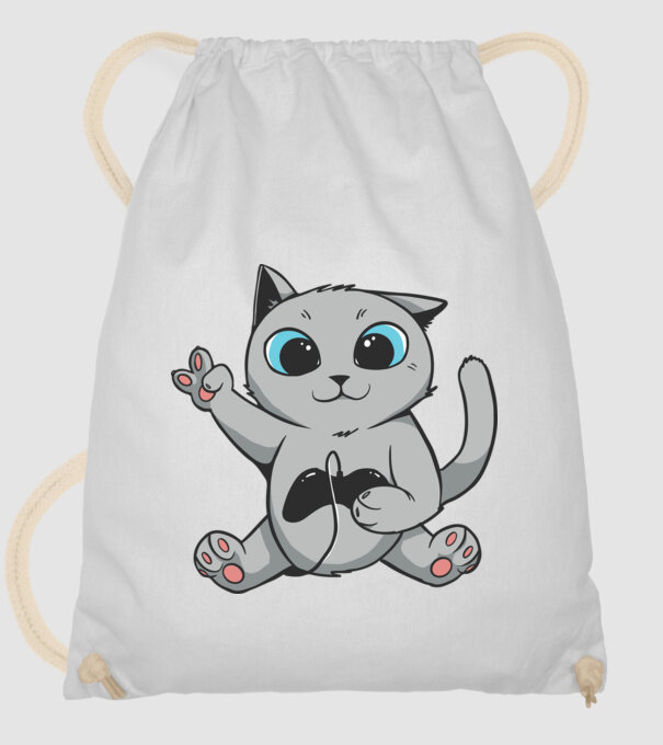 Pisică Gamer model alb pe tricou