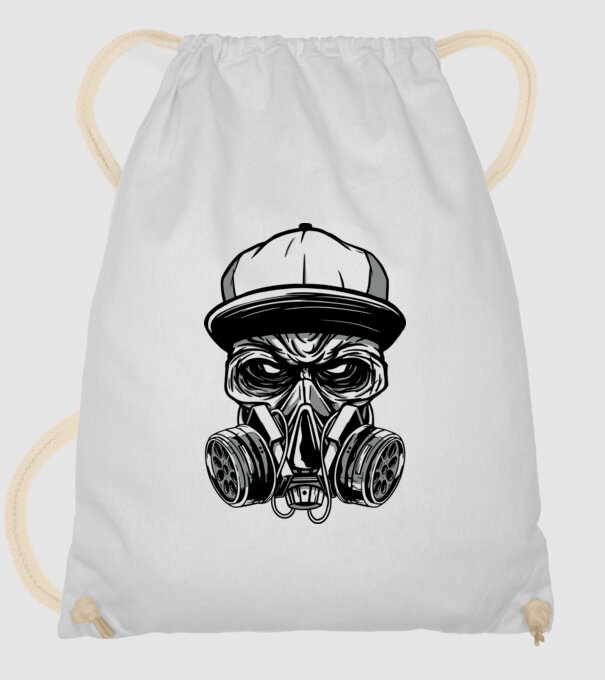 Mască de gaz Craniu model alb pe tricou