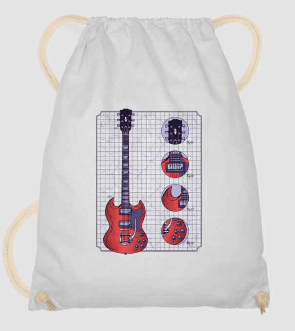Gibson Chitară desen model alb pe tricou