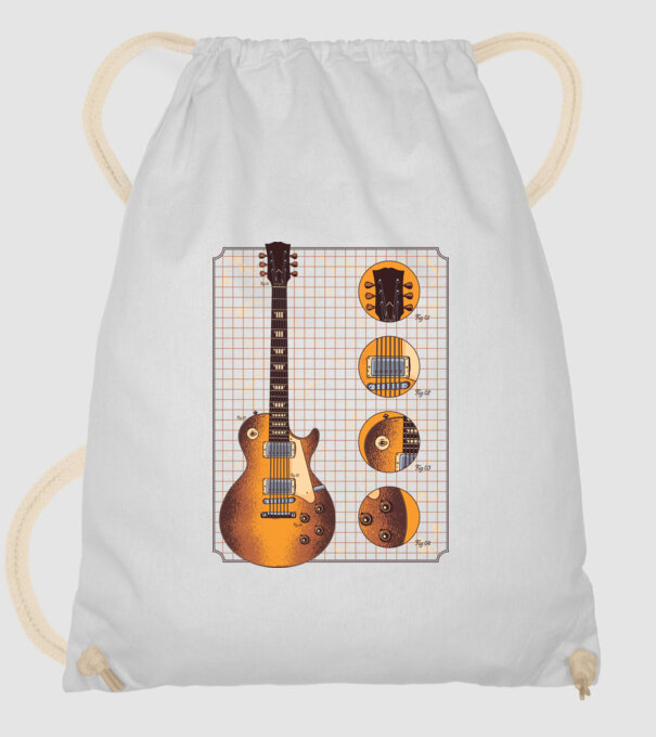 Gibson Chitară desen gold model alb pe tricou