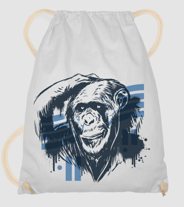 Maimuța gânditoare model alb pe tricou