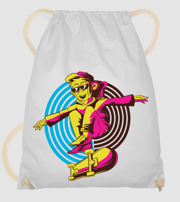 Maimuță Skateboarder model alb pe tricou