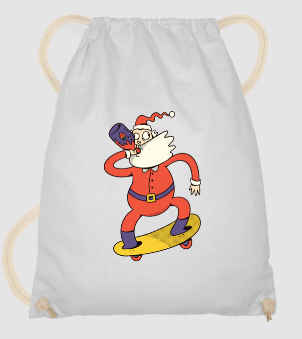 Moș Crăciun Skateboarder model alb pe tricou