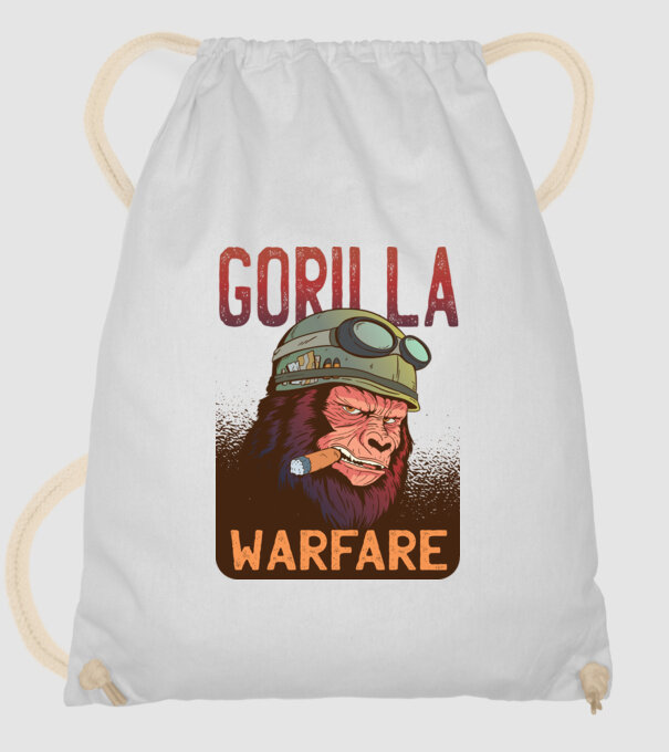 Gorilla Warfare model alb pe tricou