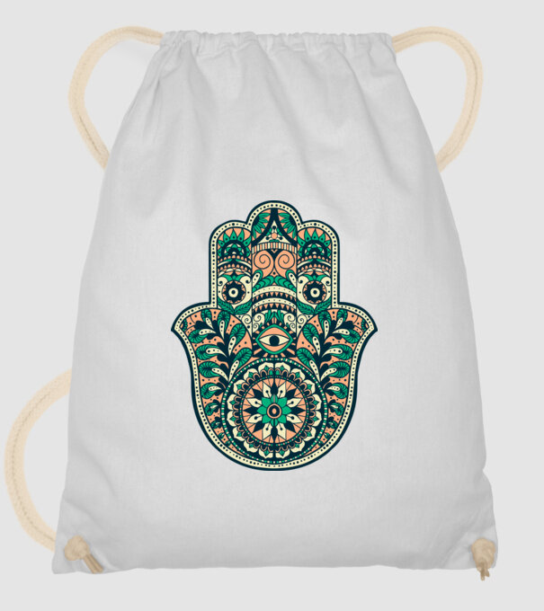 Mână Hamza - Mâna lui Dumnezeu Mandala model alb pe tricou