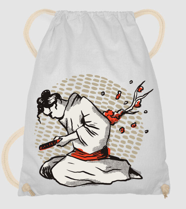 Samurai Harakiri model alb pe tricou