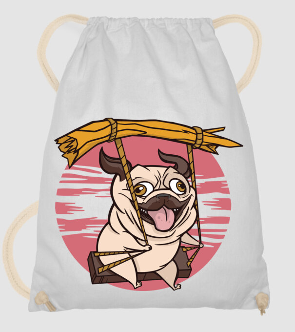 Mops cu leagăn model alb pe tricou