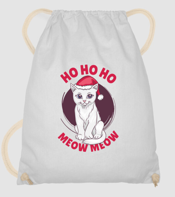 Ho Ho Ho Ho Ho Ho Ho Meow Meow Crăciun cu pisică model alb pe tricou