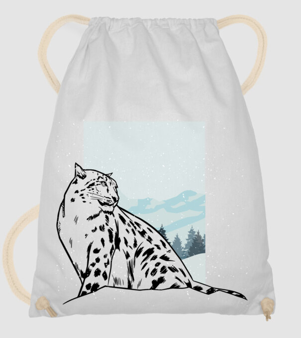 Leopard de zăpadă pisică mare model alb pe tricou