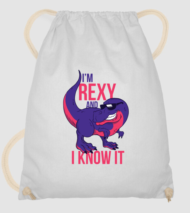 'I''m Rexy and I know it - tricou dinozaur amuzant' model alb pe tricou