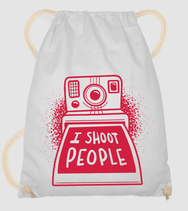 I shoot people - Fotograf model alb pe tricou