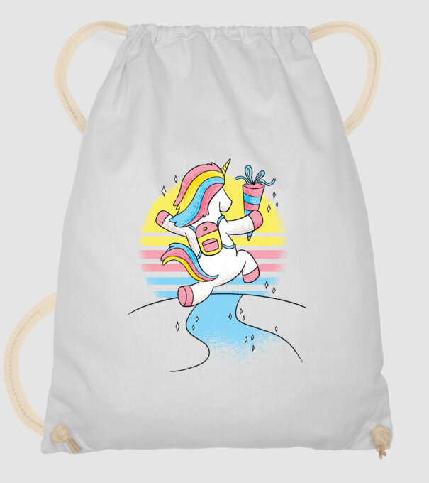 Unicorn școlar model alb pe tricou