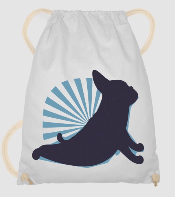 Mops Yoga model alb pe tricou