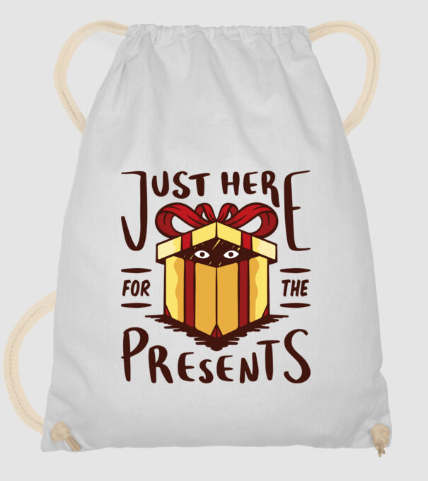 Just here for the presents tricou de Crăciun model alb pe tricou