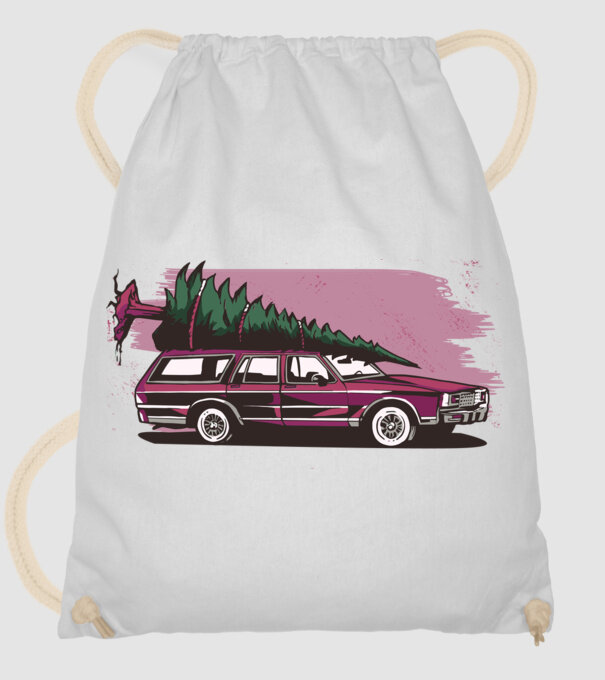 Pom de Crăciun cu mașină Retro tricou model alb pe tricou