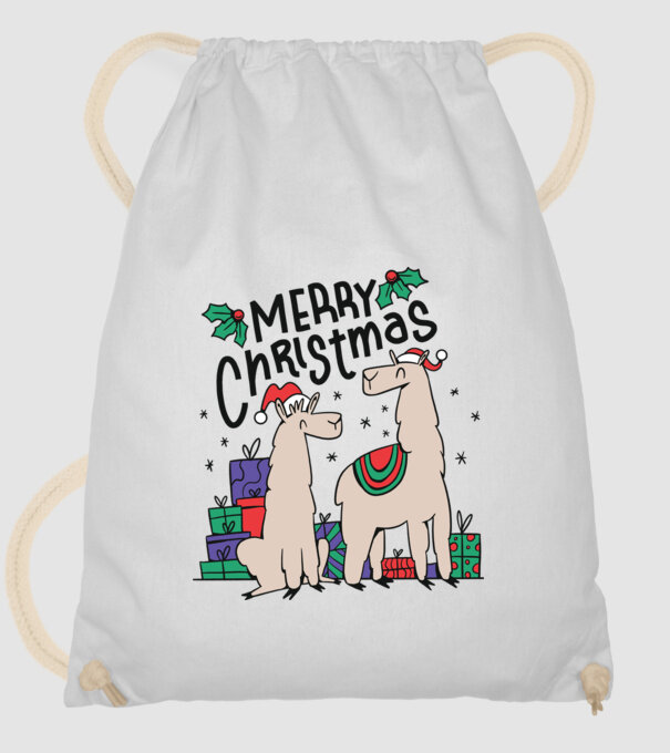 Alpaca de Crăciun model alb pe tricou