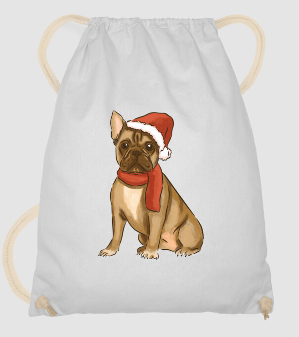 Bulldog francez de Crăciun model alb pe tricou