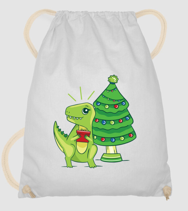 T-rex de Crăciun model alb pe tricou