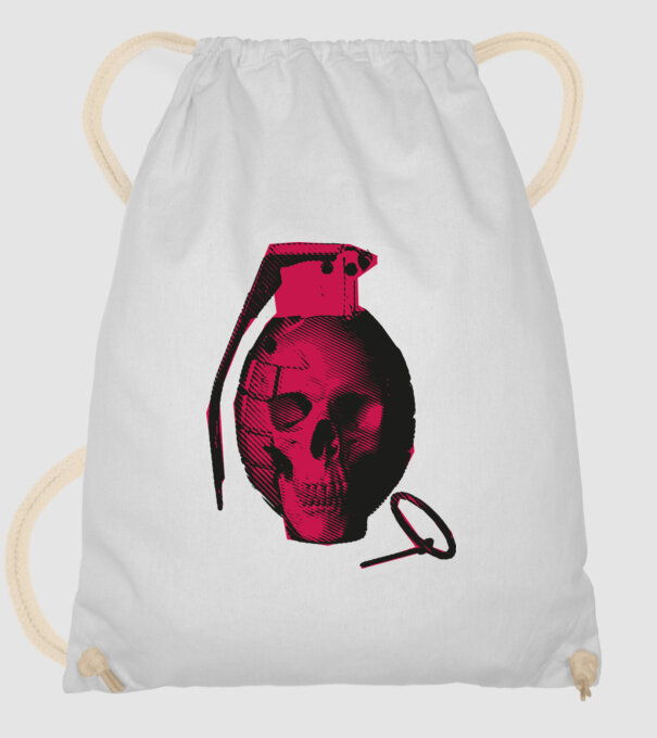 Grenadă de mână Craniu model alb pe tricou