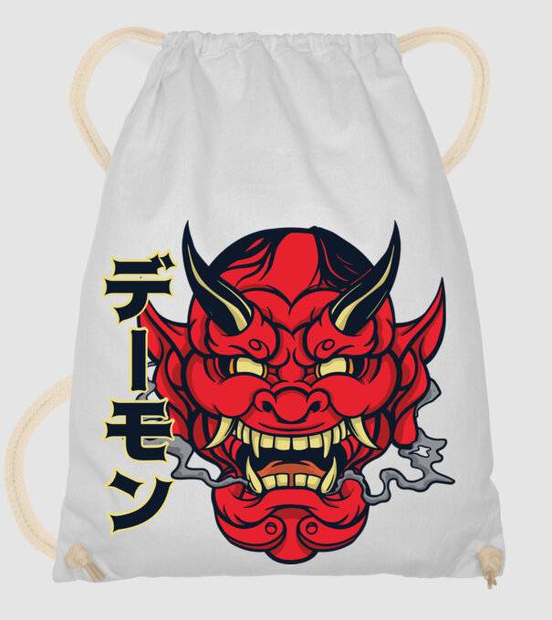 Mască demon chinez model alb pe tricou