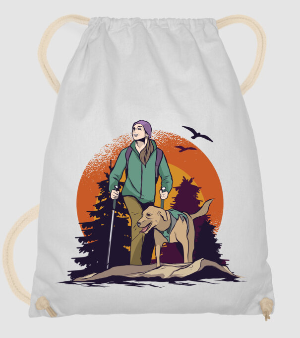 Excursie cu câine model alb pe tricou