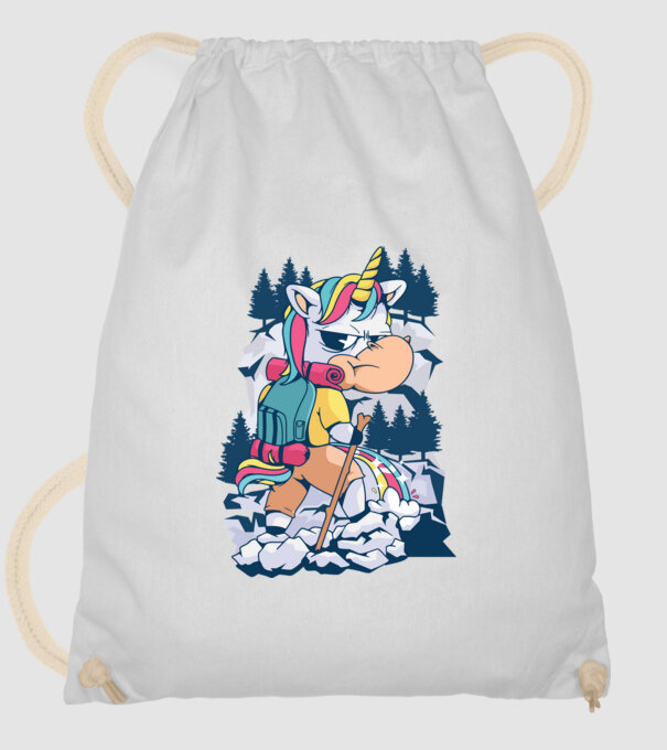 Unicorn excursionist pipi model alb pe tricou