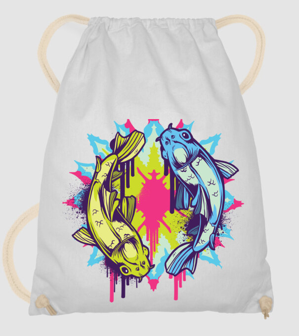 Crap Koi Colorat model alb pe tricou