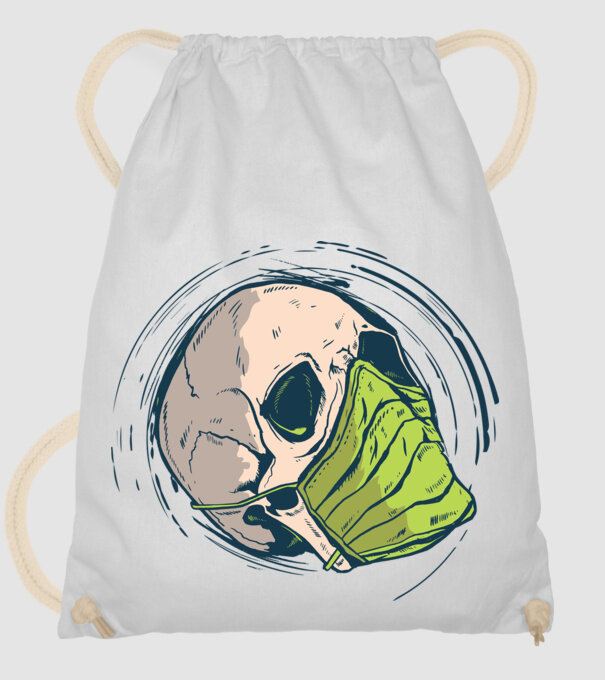 Craniu cu mască model alb pe tricou