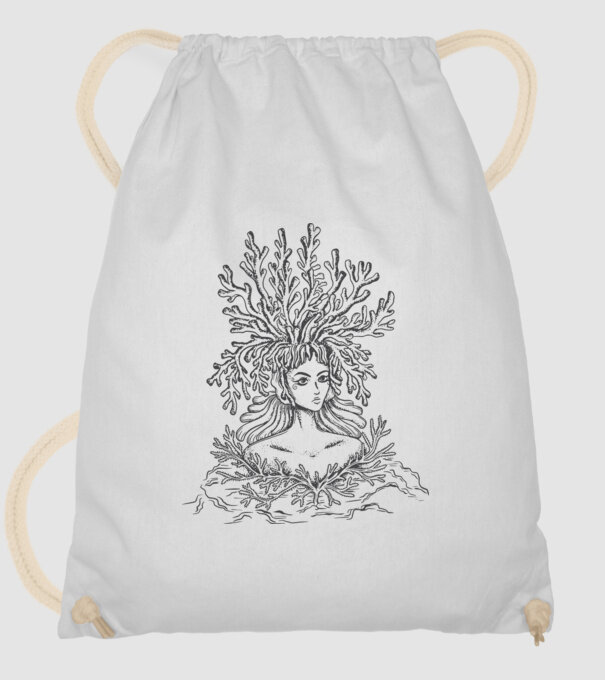 Cap de femeie Coral model alb pe tricou