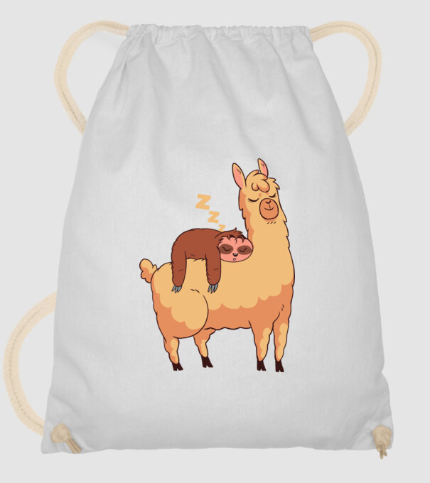 Leneș dormind pe Llama model alb pe tricou