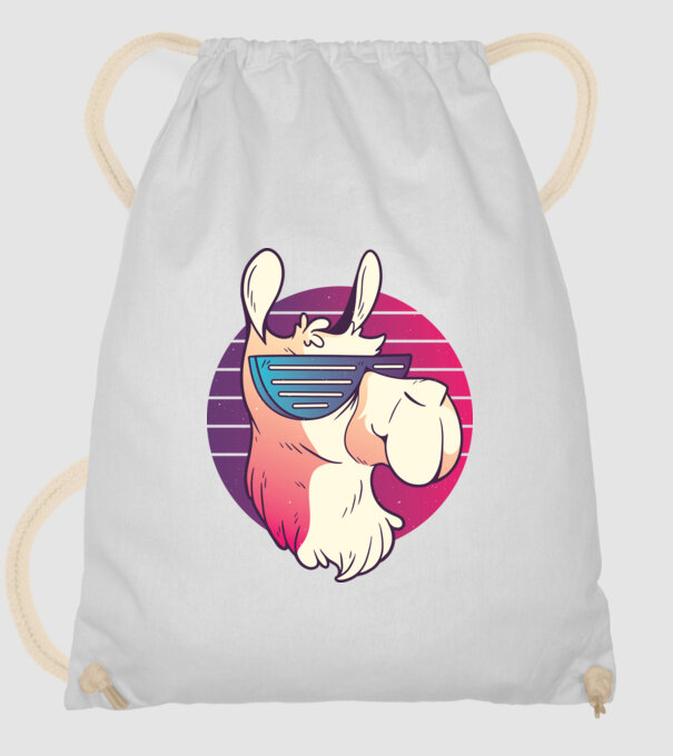 Llama ochelari de soare retro tricou model alb pe tricou