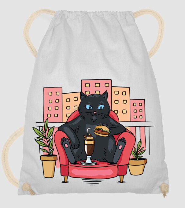 Pisică relaxându-se model alb pe tricou
