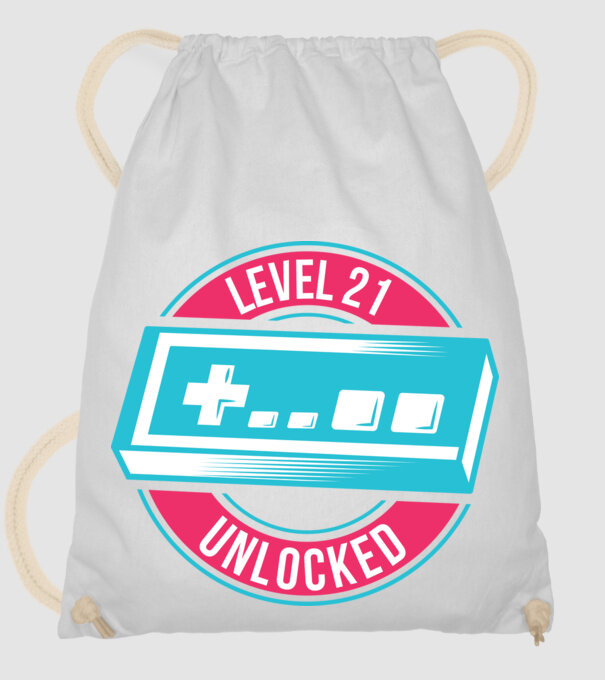 Level 21 Unlocked 21th Birthday model alb pe tricou