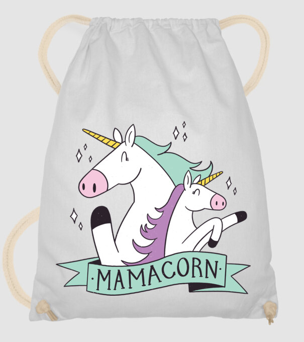 Mamacorn model alb pe tricou