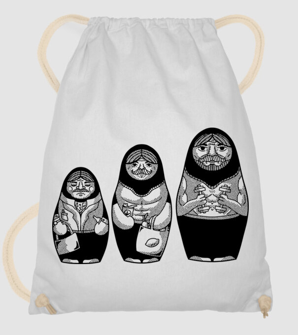 Păpuși Mamushka model alb pe tricou