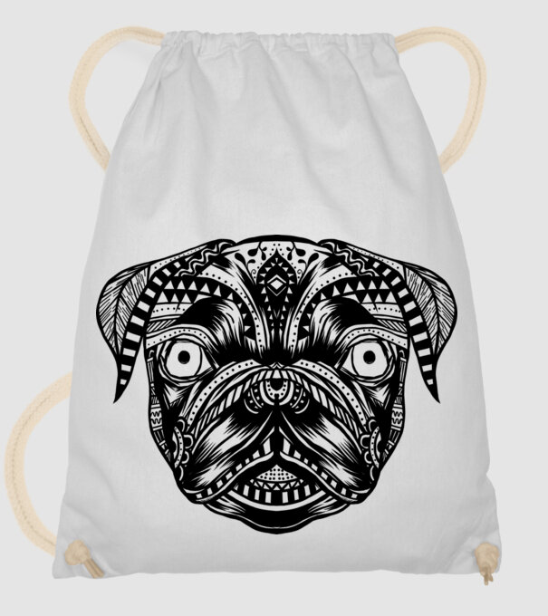 Mandala Cap Mops model alb pe tricou