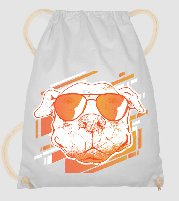 Pitbull Cool în ochelari de soare model alb pe tricou