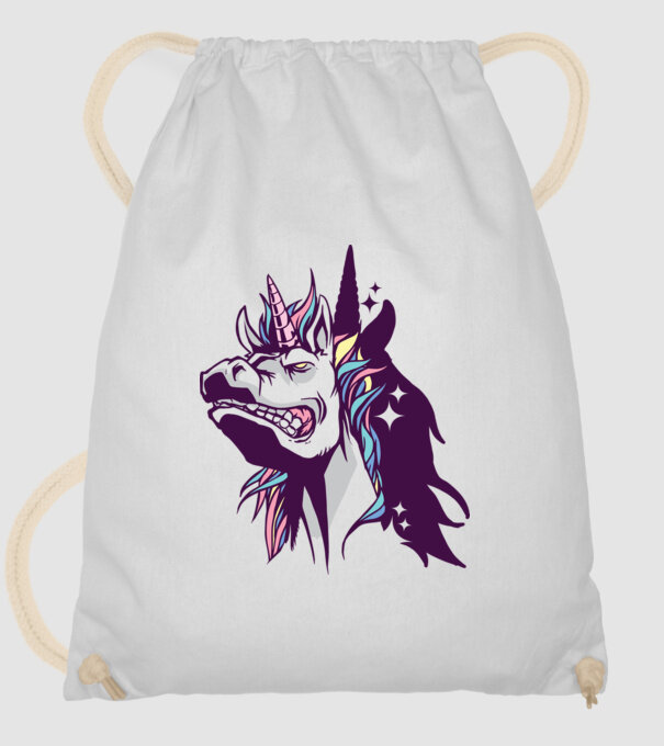Unicorn supărat model alb pe tricou