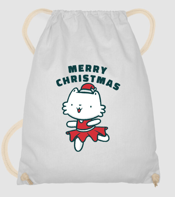 Pisică Merry Christmas model alb pe tricou