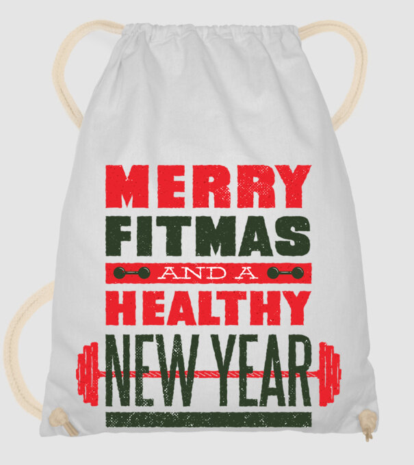Merry Fitmas and a Healthy New Year tricou amuzant antrenament model alb pe tricou